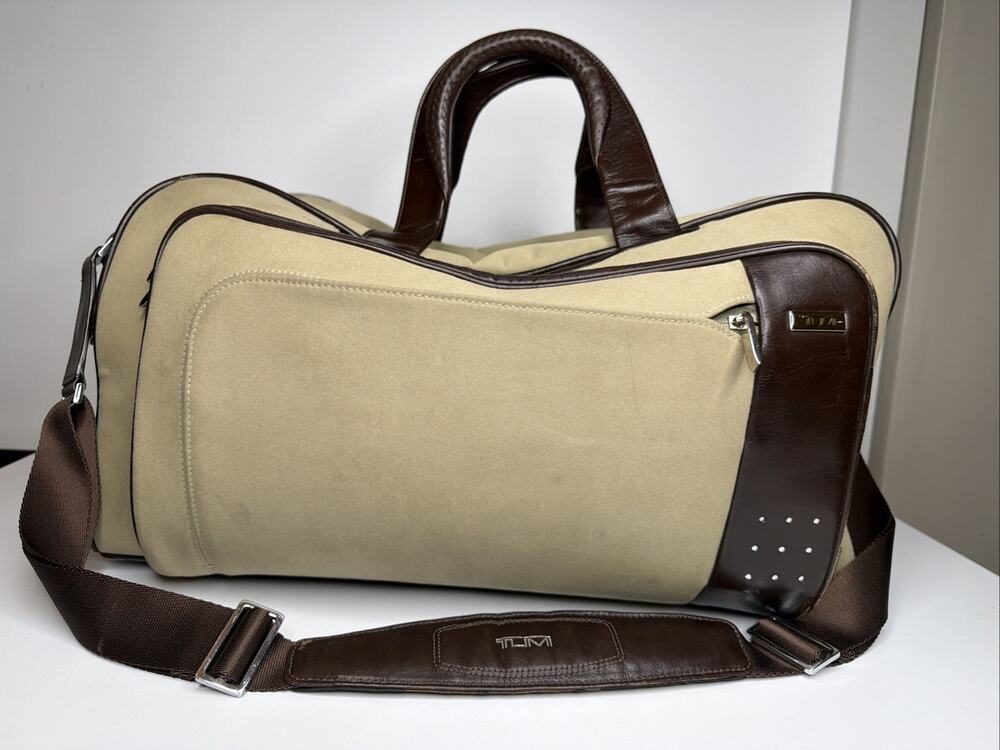 Tumi 23152SW LXT FXT Duffle Underseat Carry On Bag Beige Brown Red Microfiber